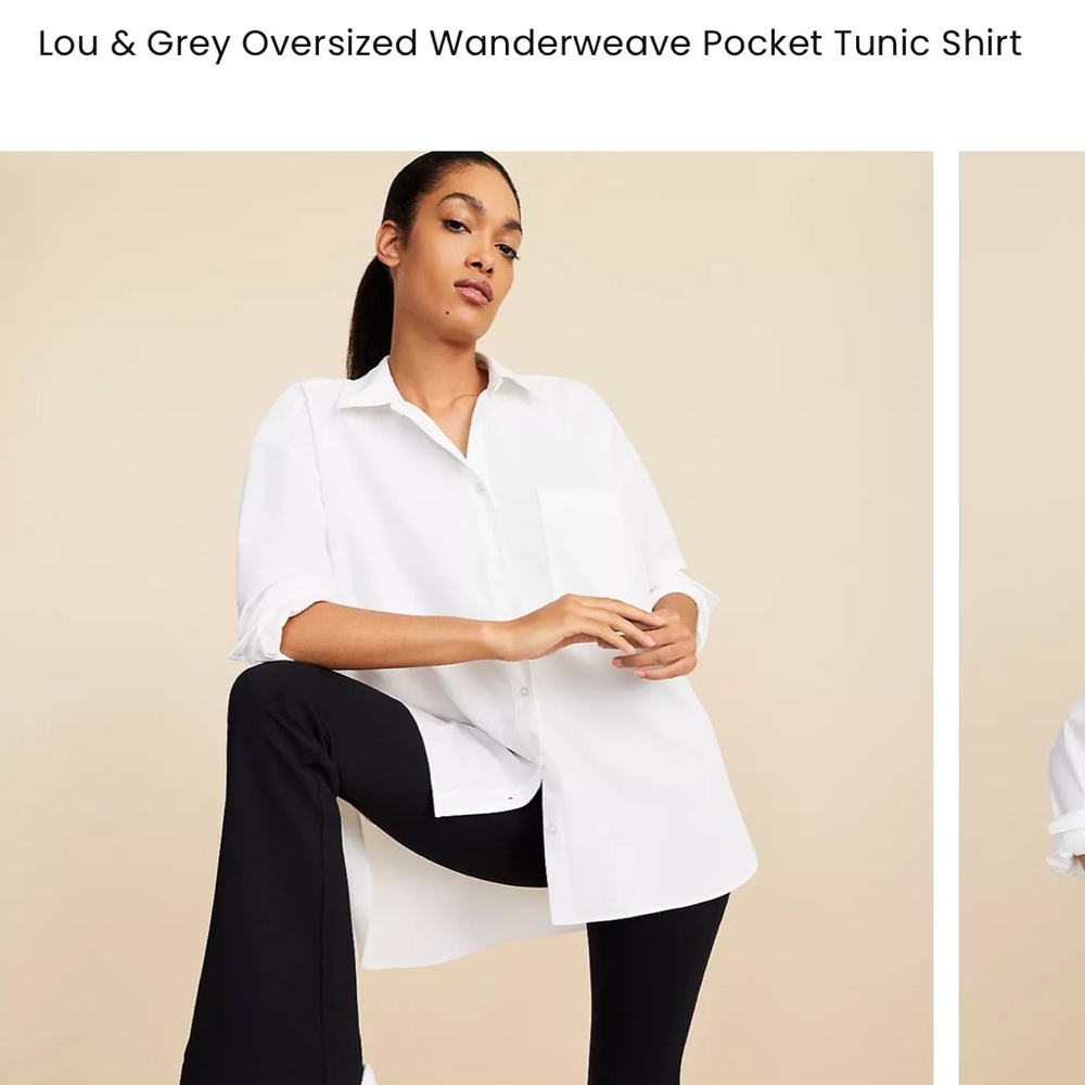 NWT Loft Lou & Grey Crisp Wanderweave Pocket Tunic Shirt